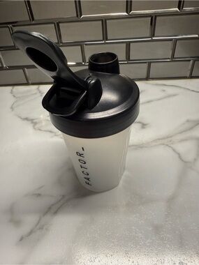 Protein Shaker Bottle - White with Black Lid